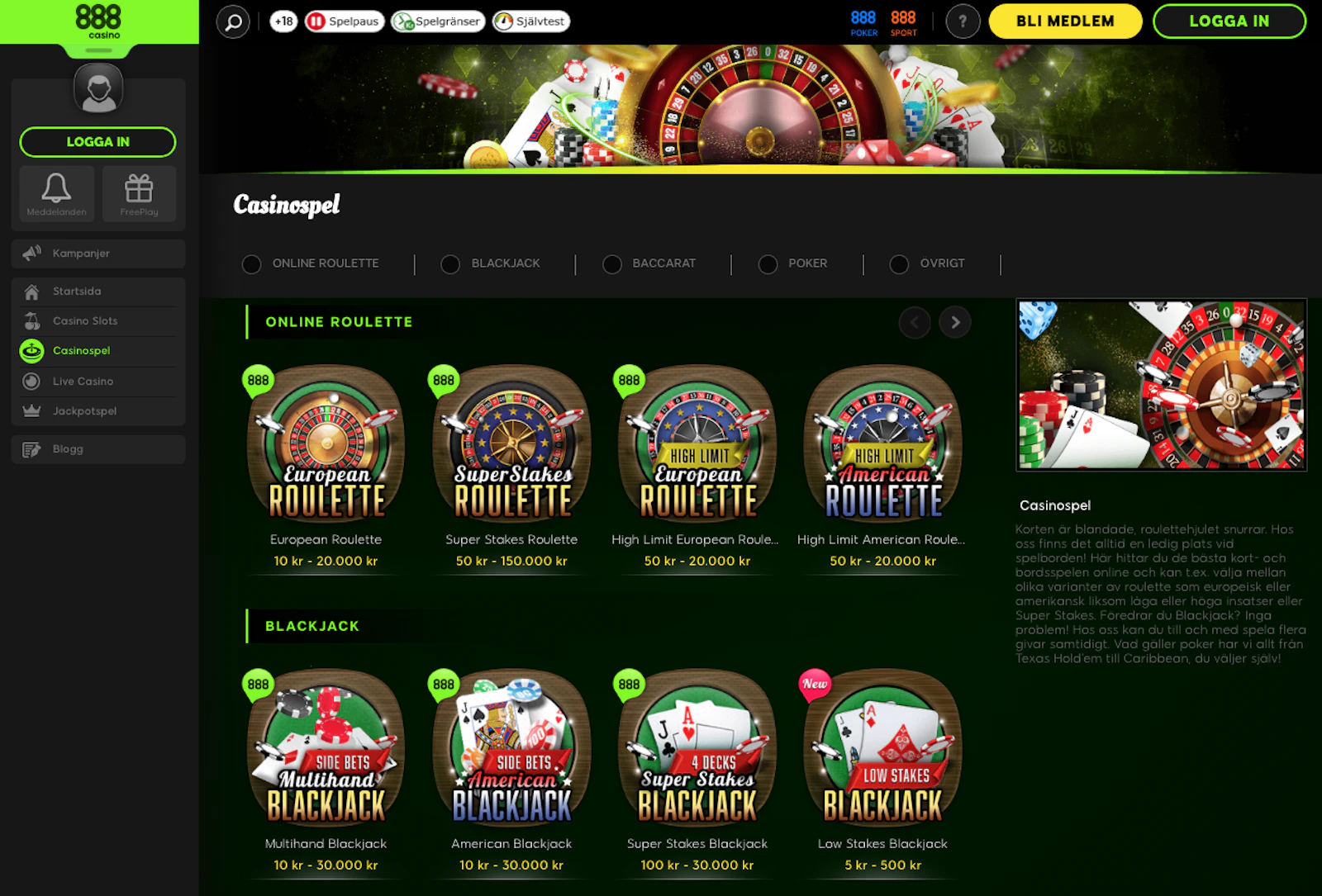 888casino casinospel