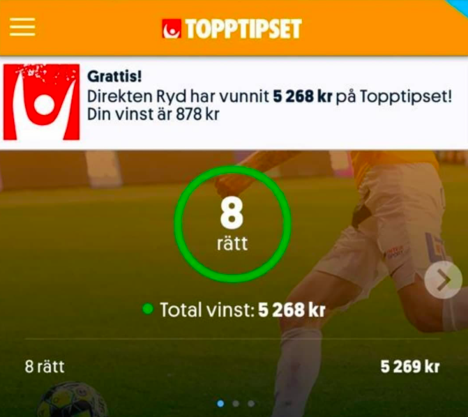 Andelsspelet på Topptipset gav åtta rätt