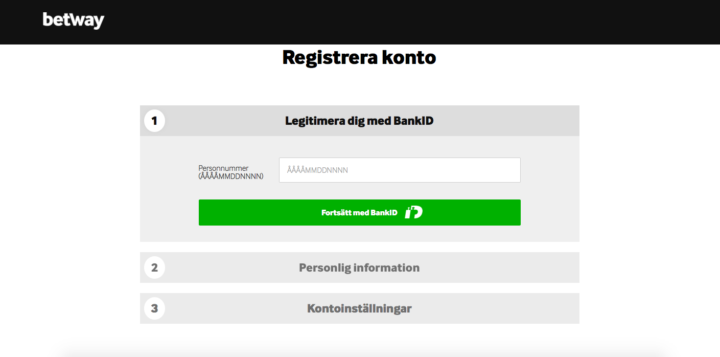 Betway skapa konto