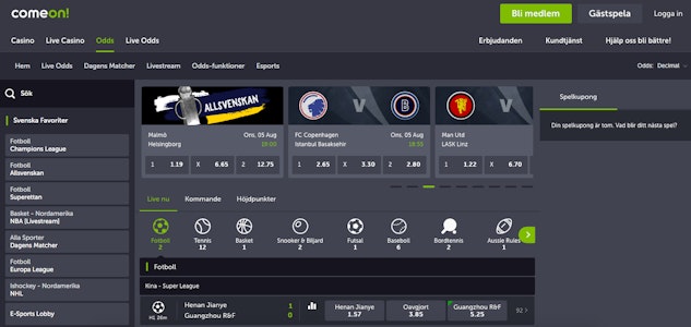 Come On recension betting online