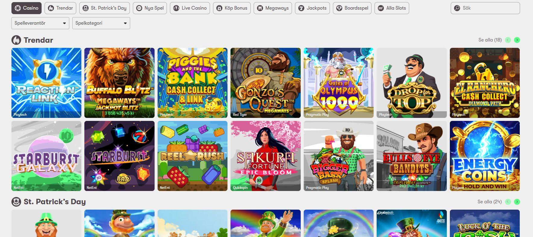 Nätcasinot hos 10bet