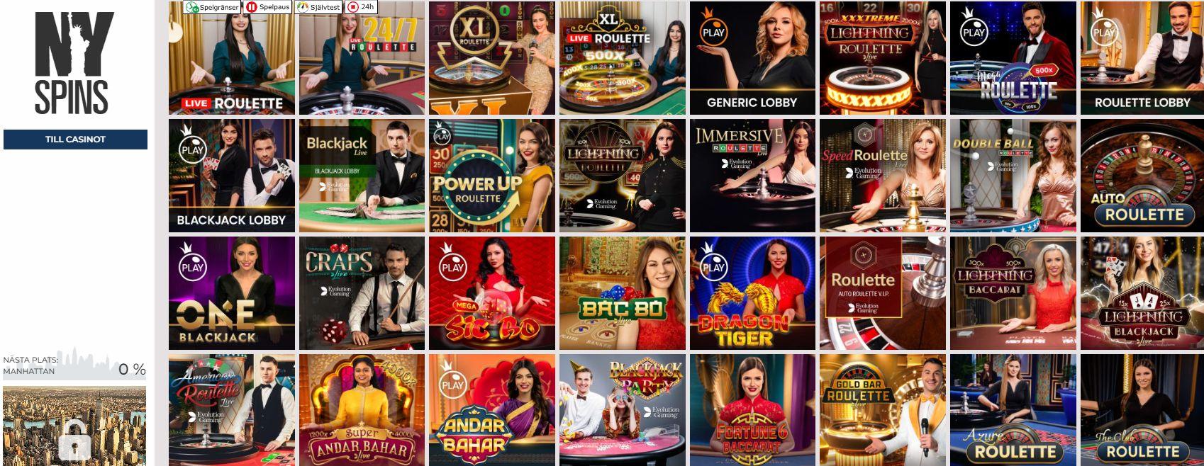 Livecasinot hos NYspins håller bra klass
