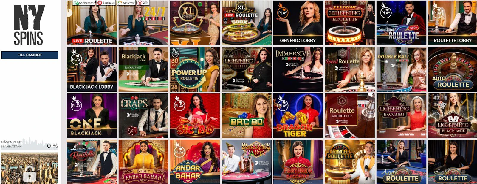 Livecasinot hos NYspins håller bra klass