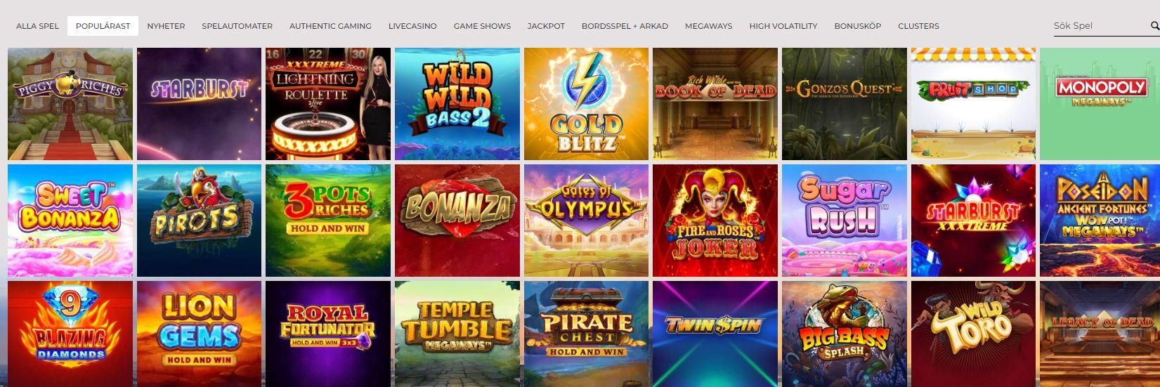 NYspins har många populära slots