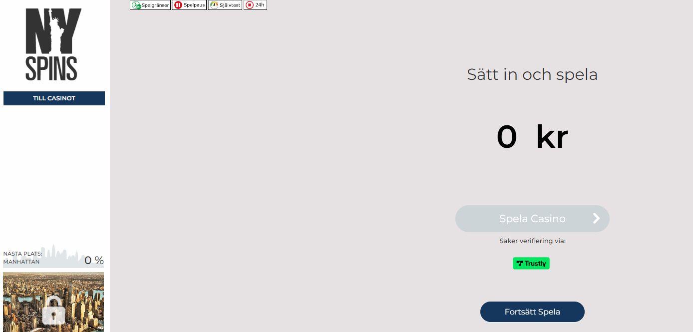 Startsidan hos NYspins