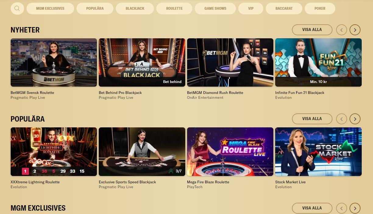 Så här ser livecasinot ut