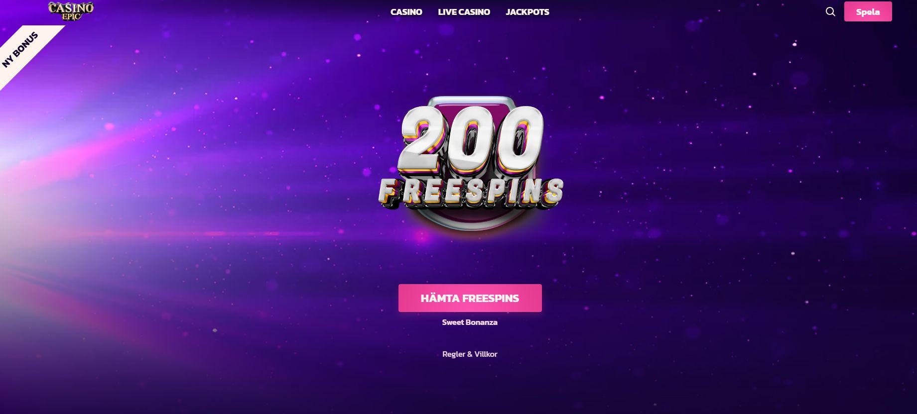 Casino Epics startsida