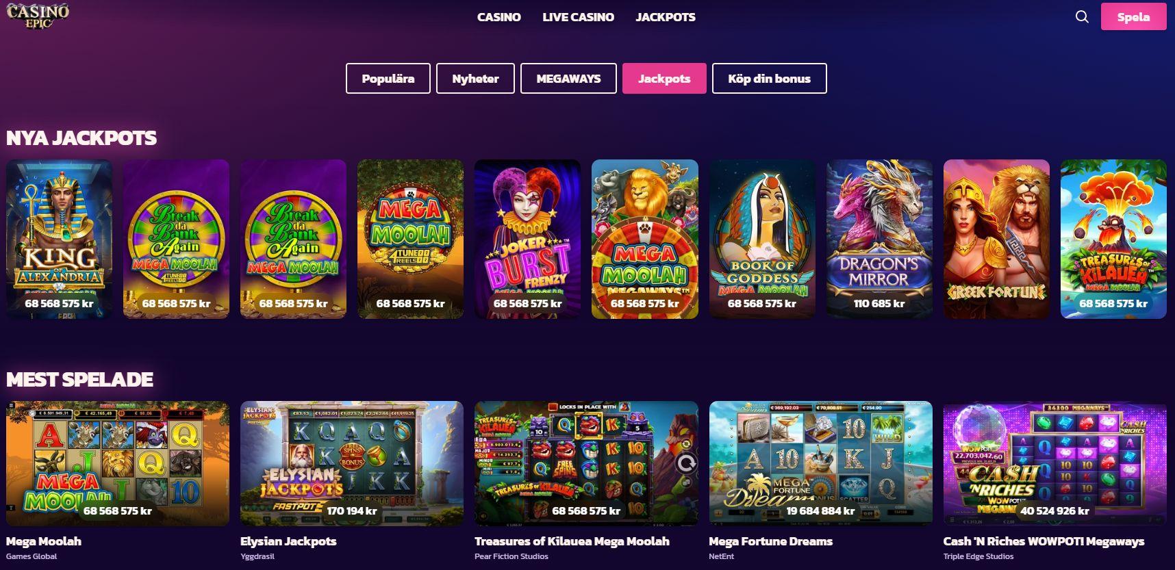 Massvis med jackpots på spel