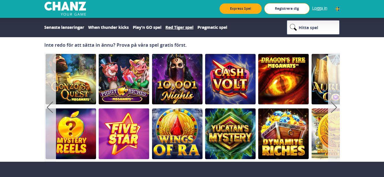 Slots hos Chanz Casino