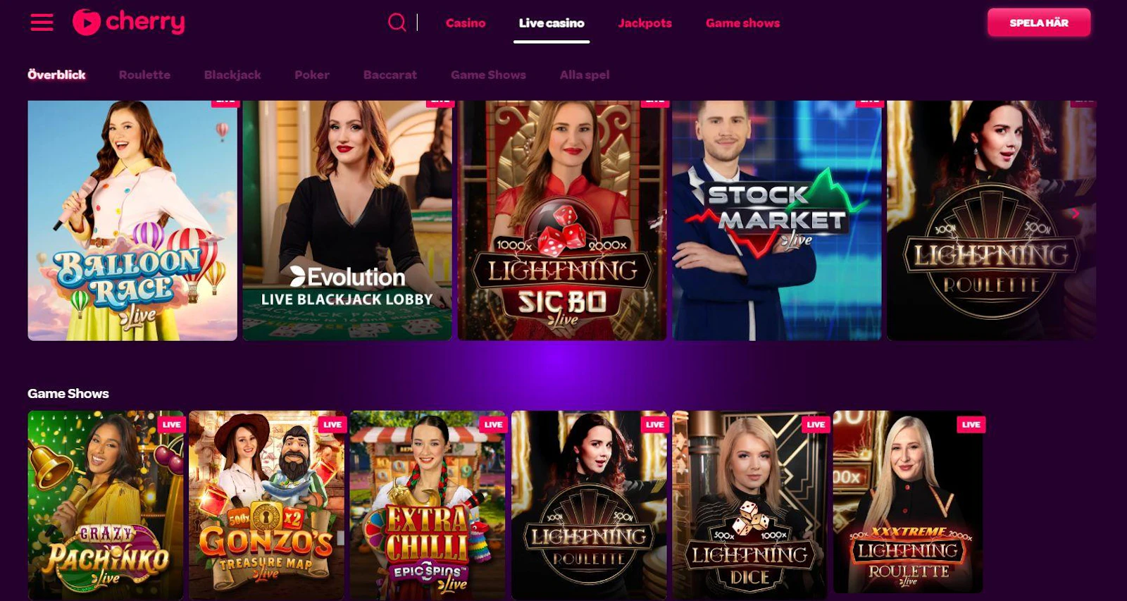 Så här ser livecasinot ut