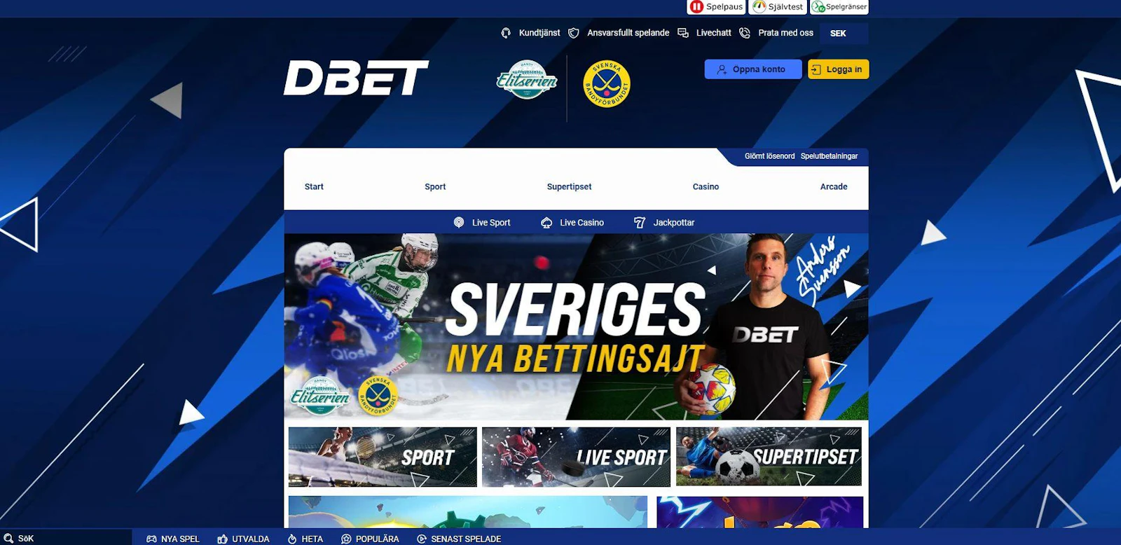 DBet:s startsida