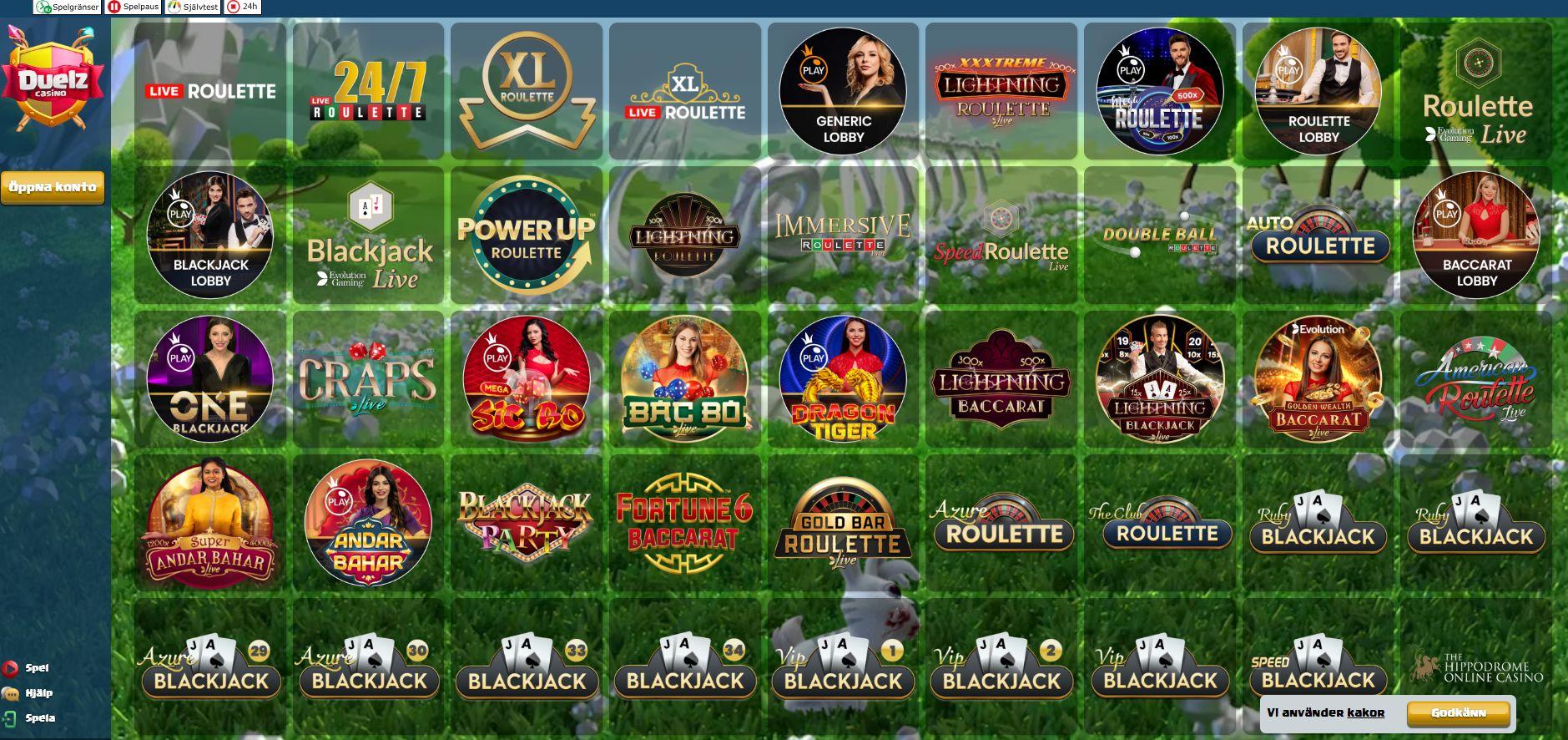 Livecasinot hur Duelz håller en bra nivå