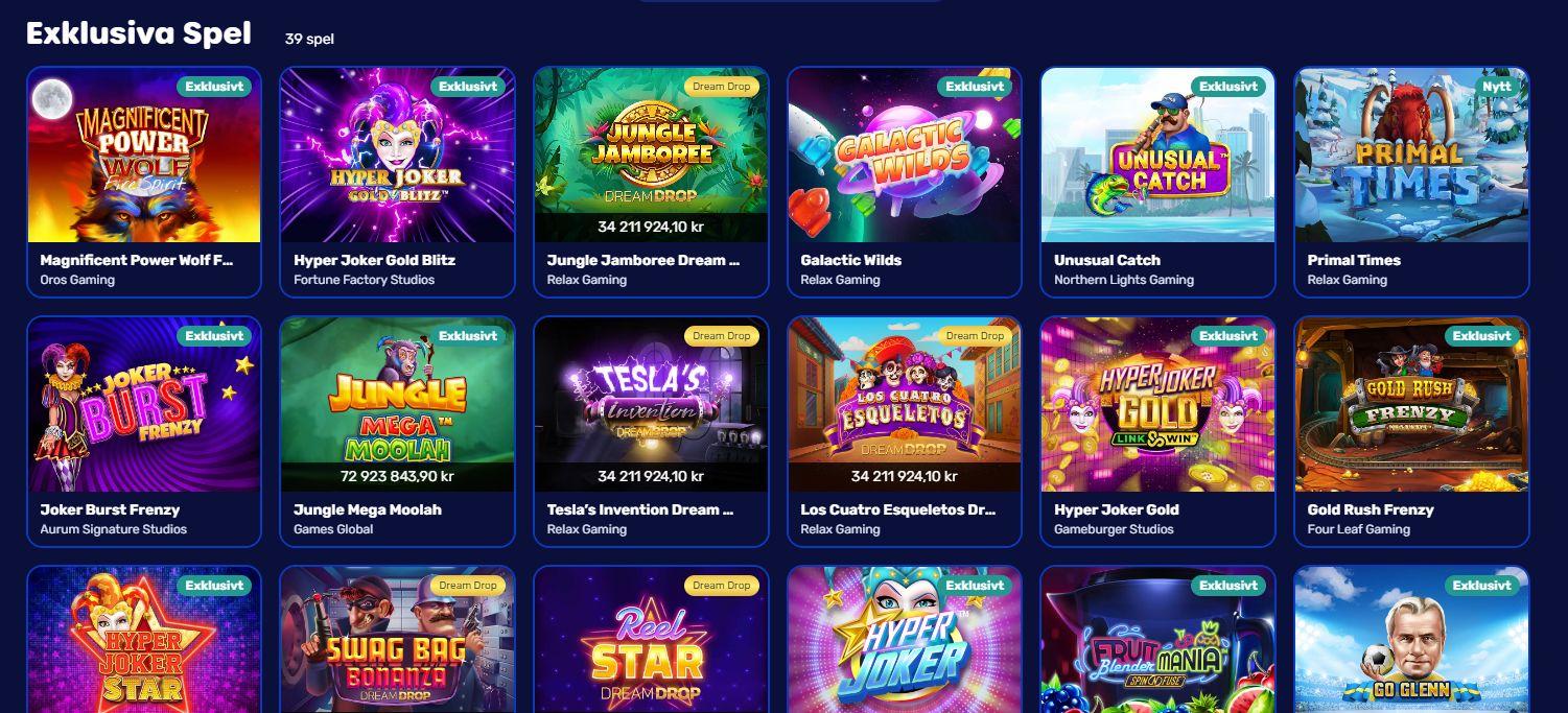 Många exklusiva slots att ta del av