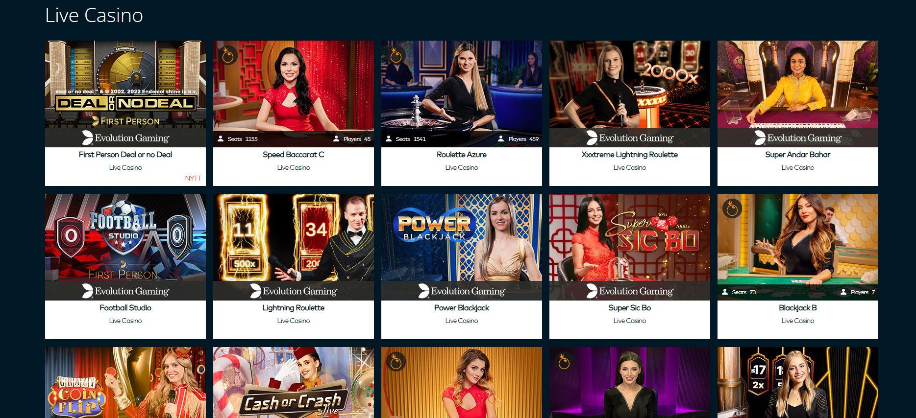 Det omfattande livecasinot som finns hos Fun Casino