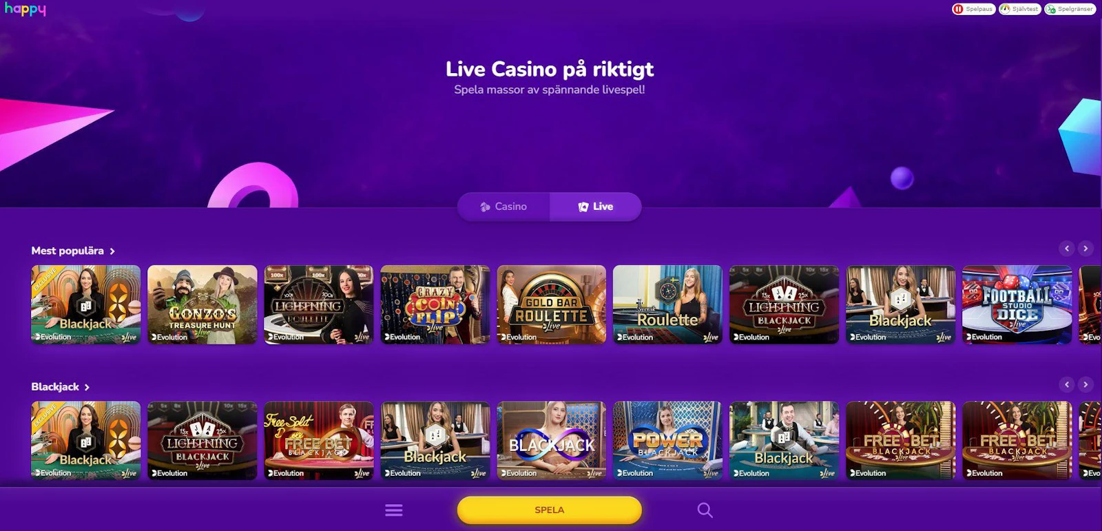 Happy Casinos livecasino