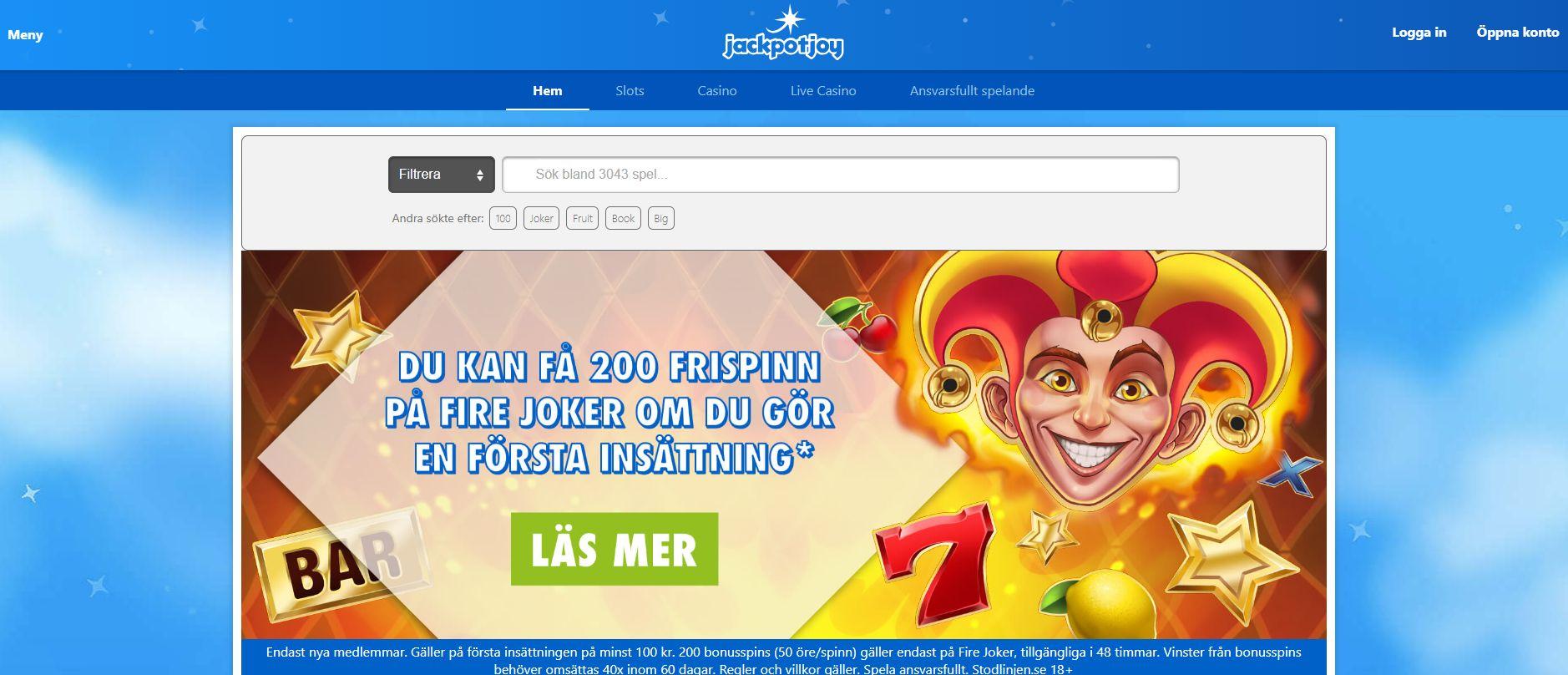 Så här ser startsidan ut