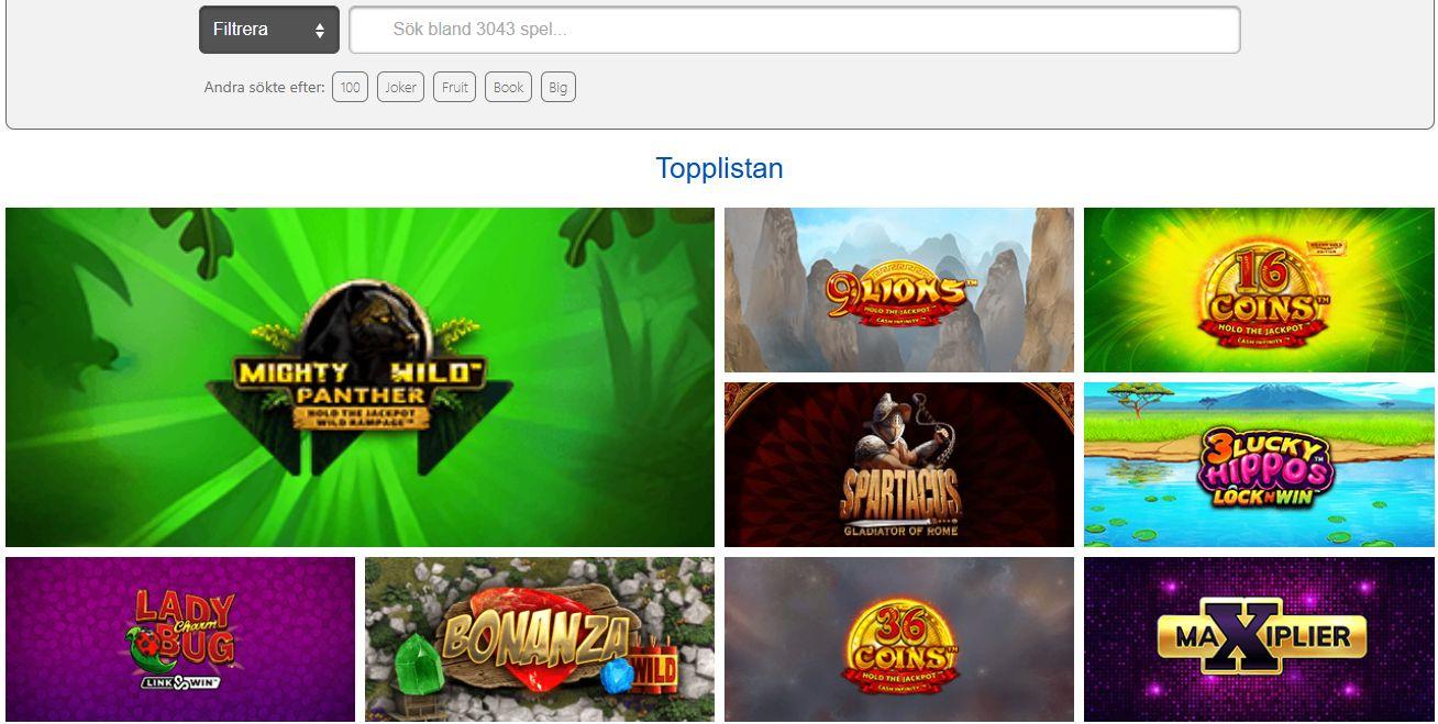 Slotsavdelningen som finns hos Jackpotjoy