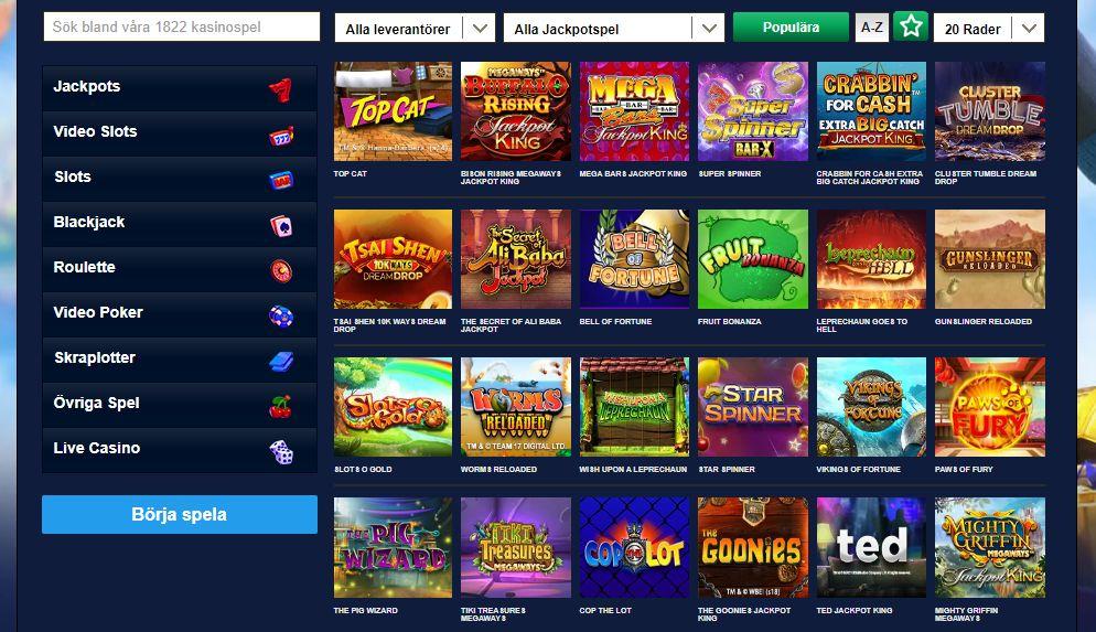 Många jackpots hos Kungaslottet