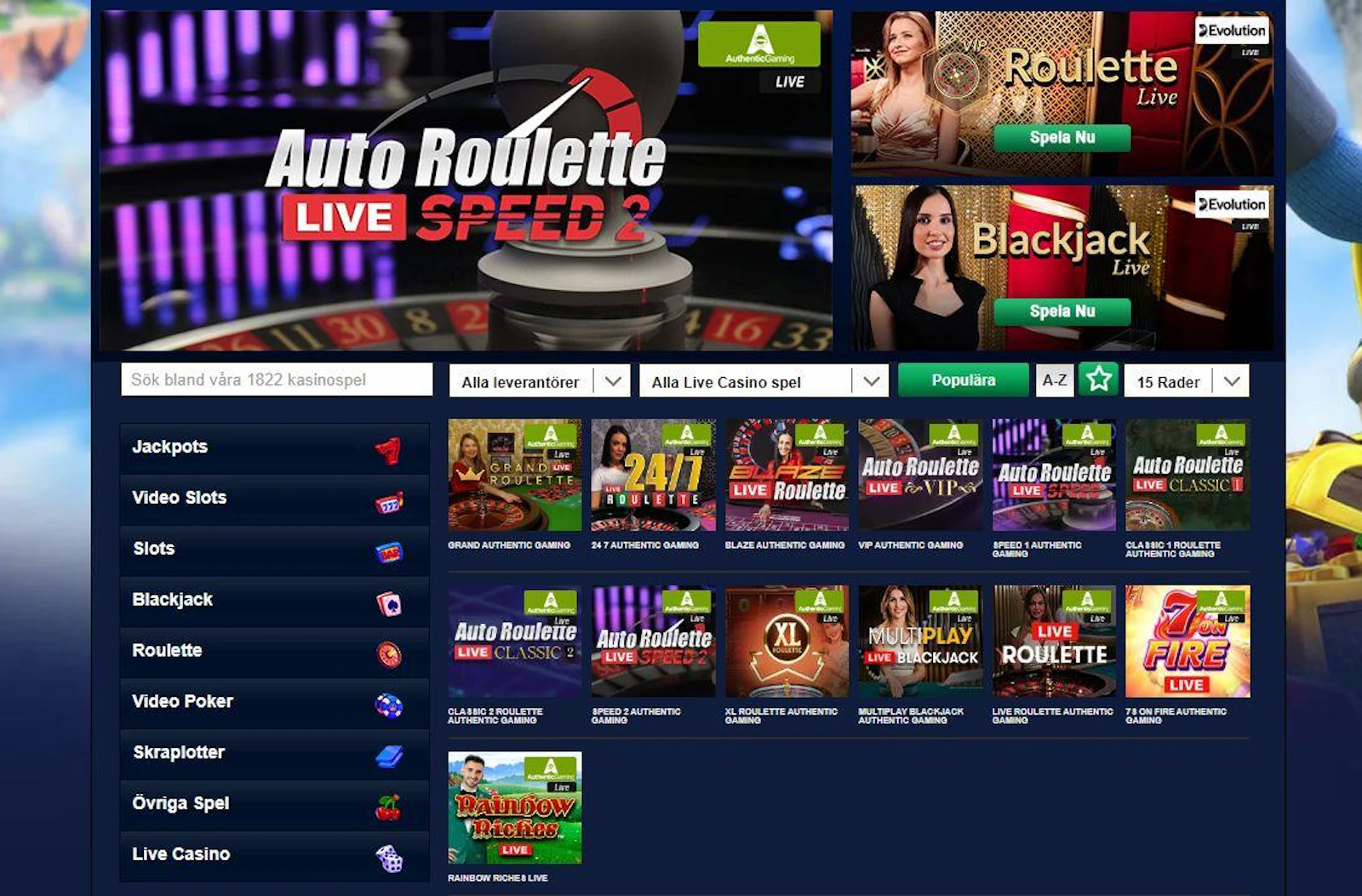 Kungaslottets livecasino