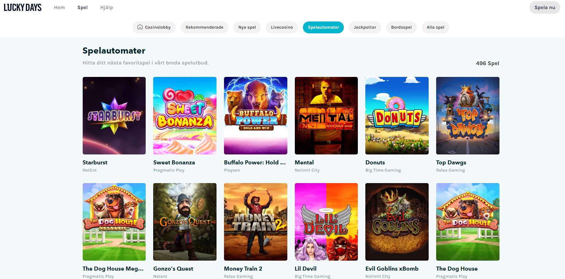 Slots avdelningen hos Lucky Days