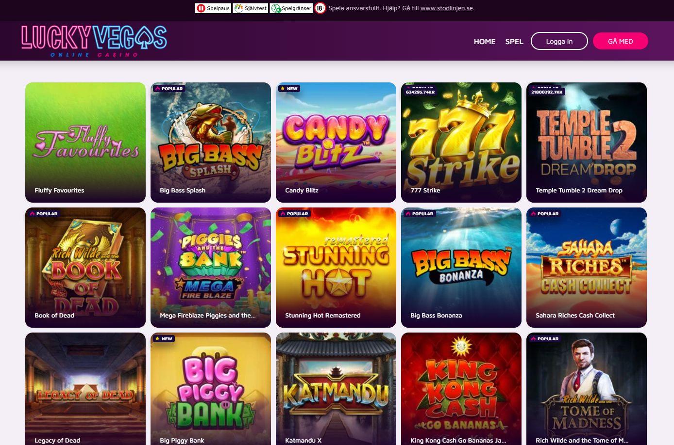 Massvis av intressanta slots hos Lucky Vegas