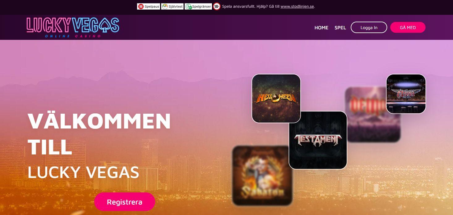 Startsidan hos Lucky Vegas