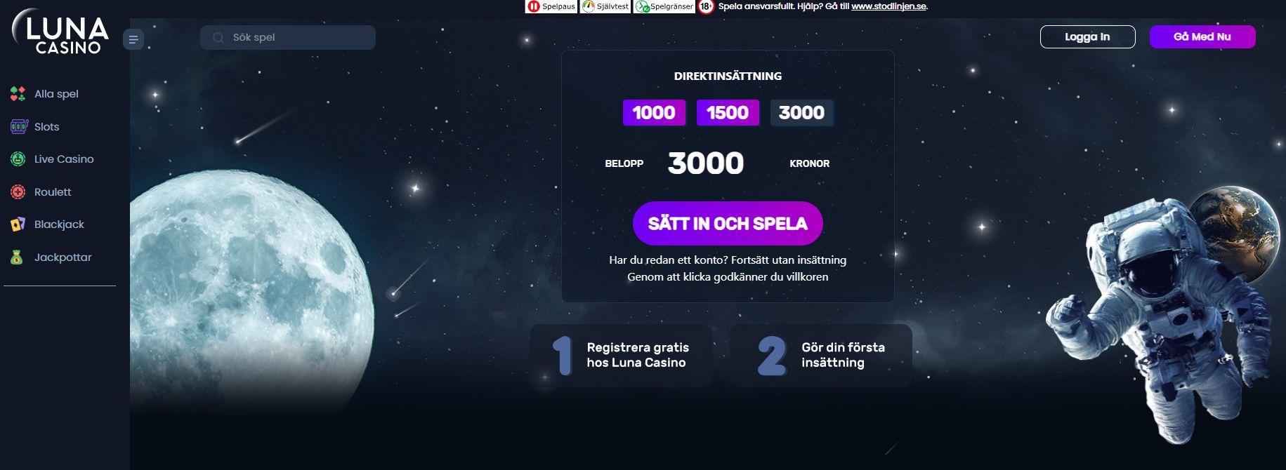 Luna Casinos startsida