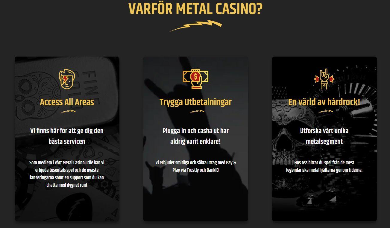 Tre argument för varför du ska välja Metal Casino