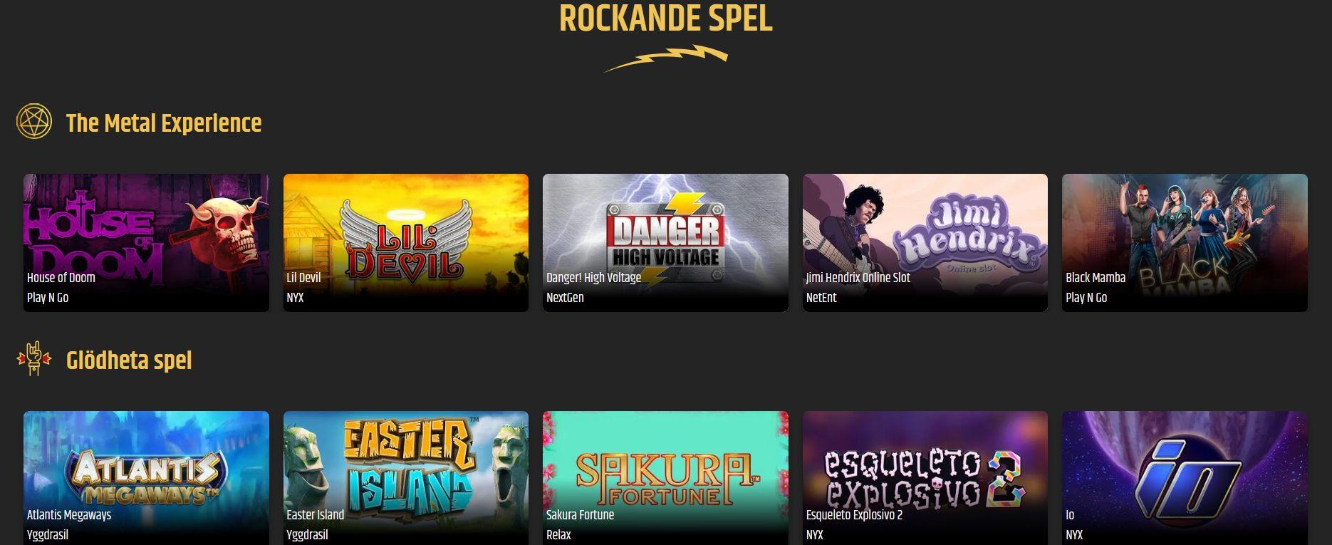 Ett axplock av Metal Casinos slots