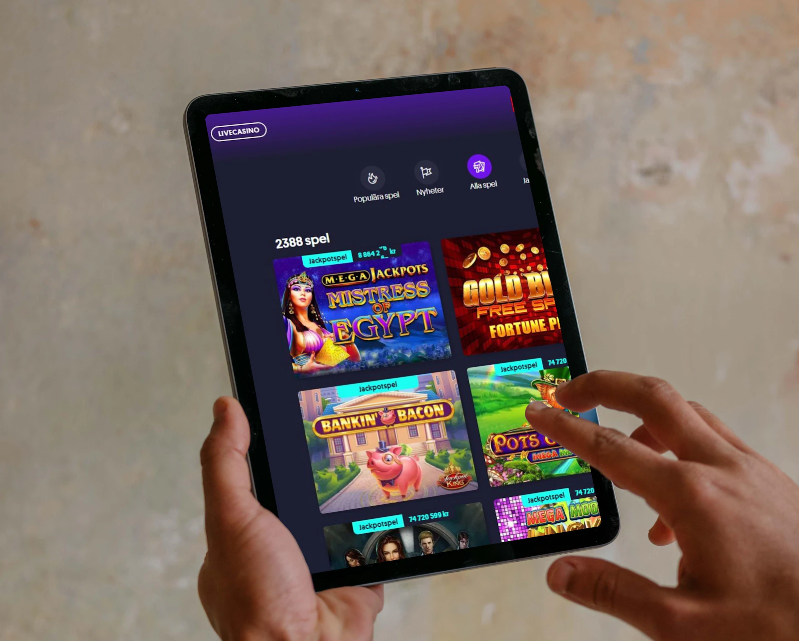 Momang Casino med iPad som enhet