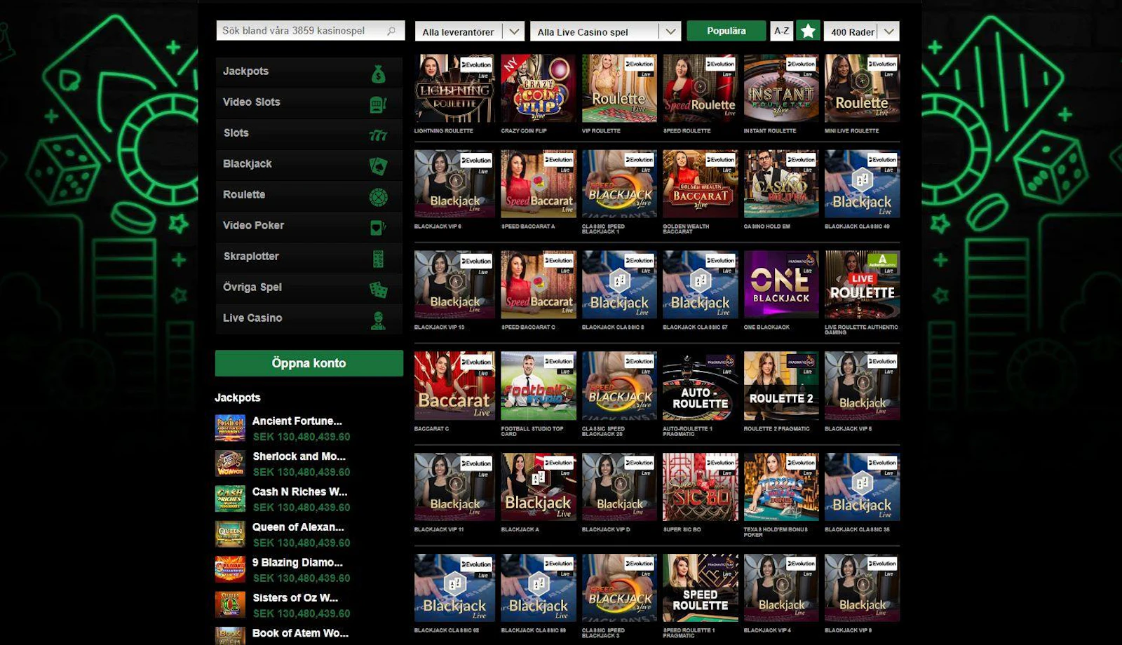 Livecasinot hos Mr Vegas