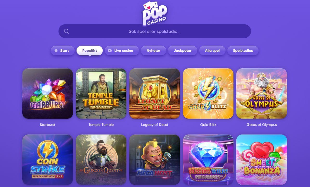 Många populära slots hos Pop Casino