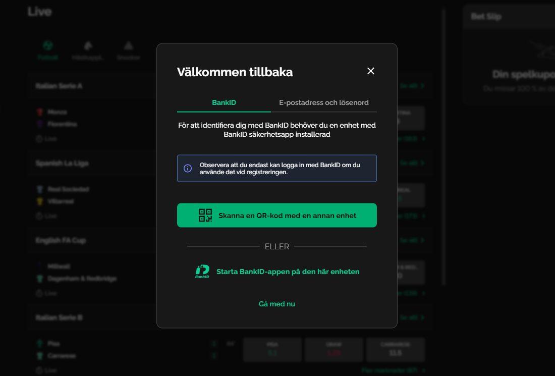 Så ser det ut när man ska skapa ett konto