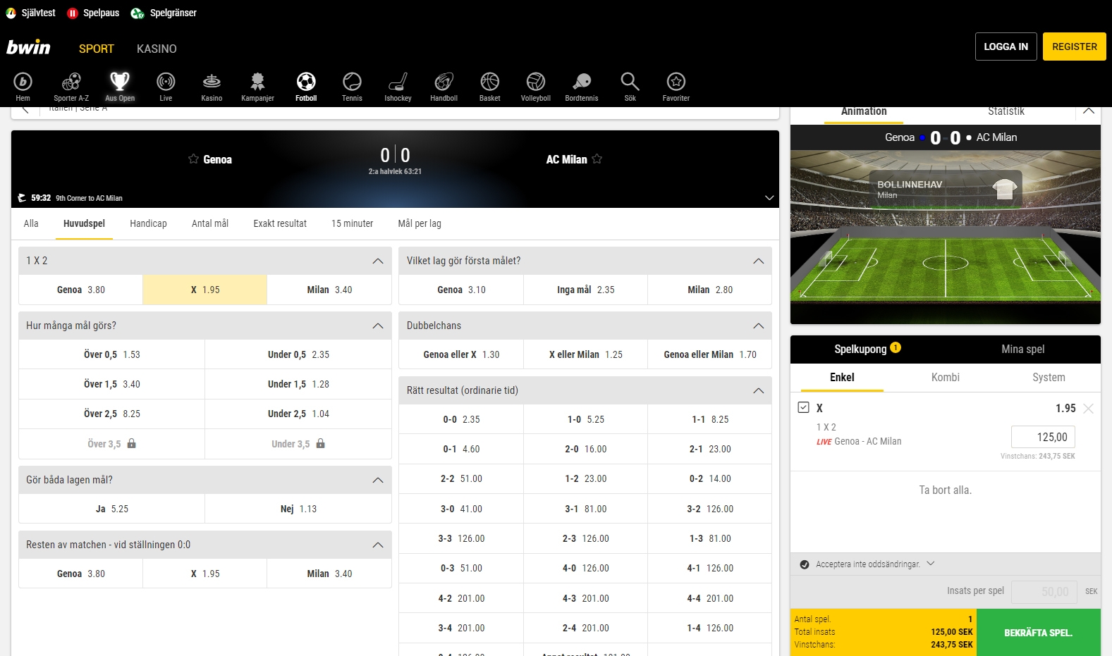 Bwin liveodds