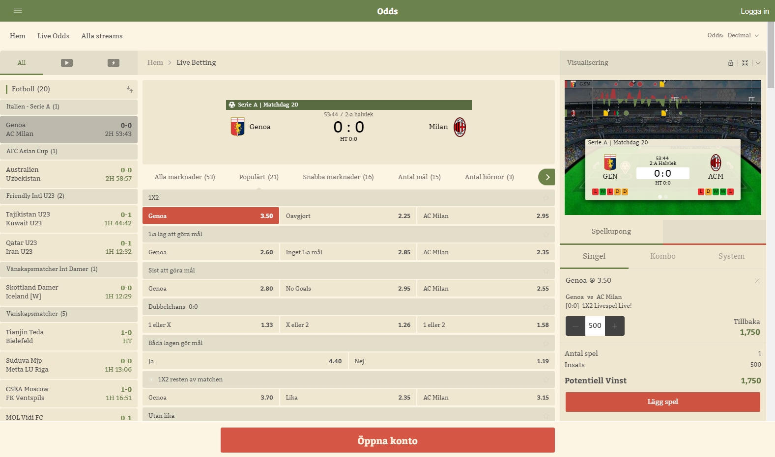 Casinostugan liveodds