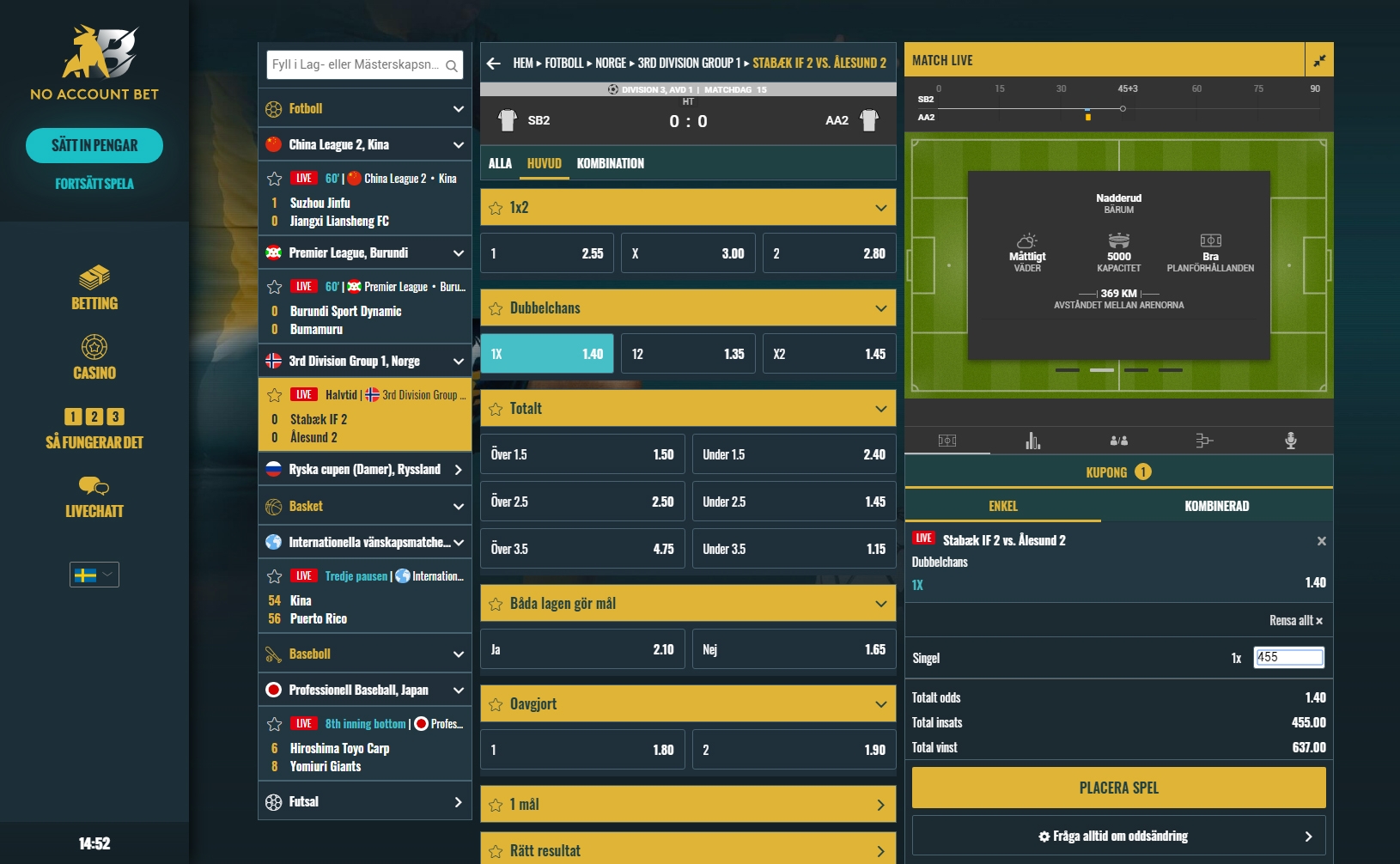 NoAccountBet Livebet