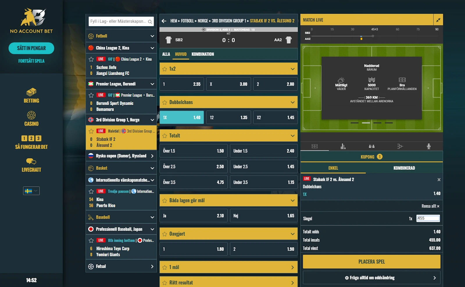 NoAccountBet Livebet