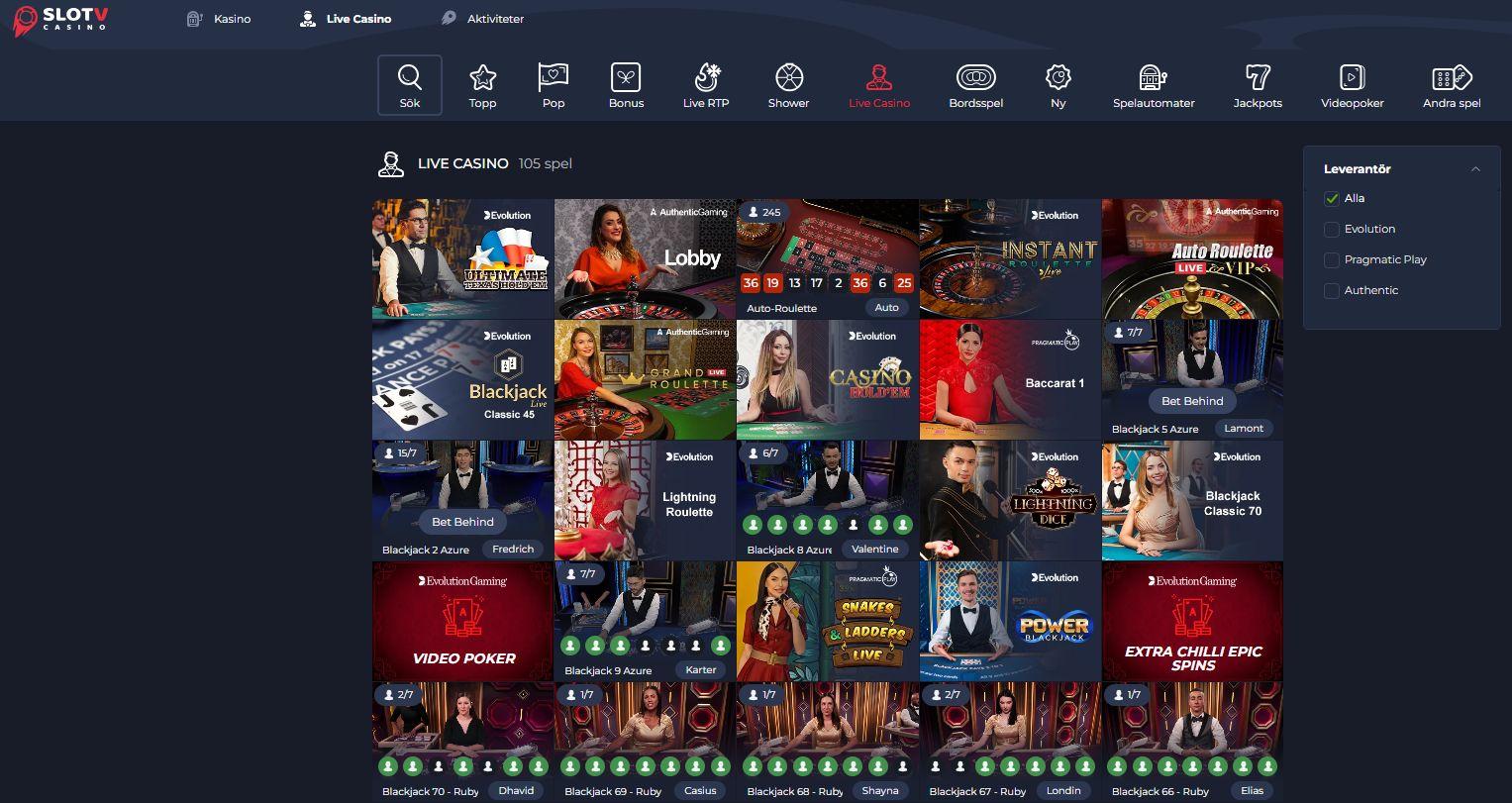 Livecasinot hos SlotV