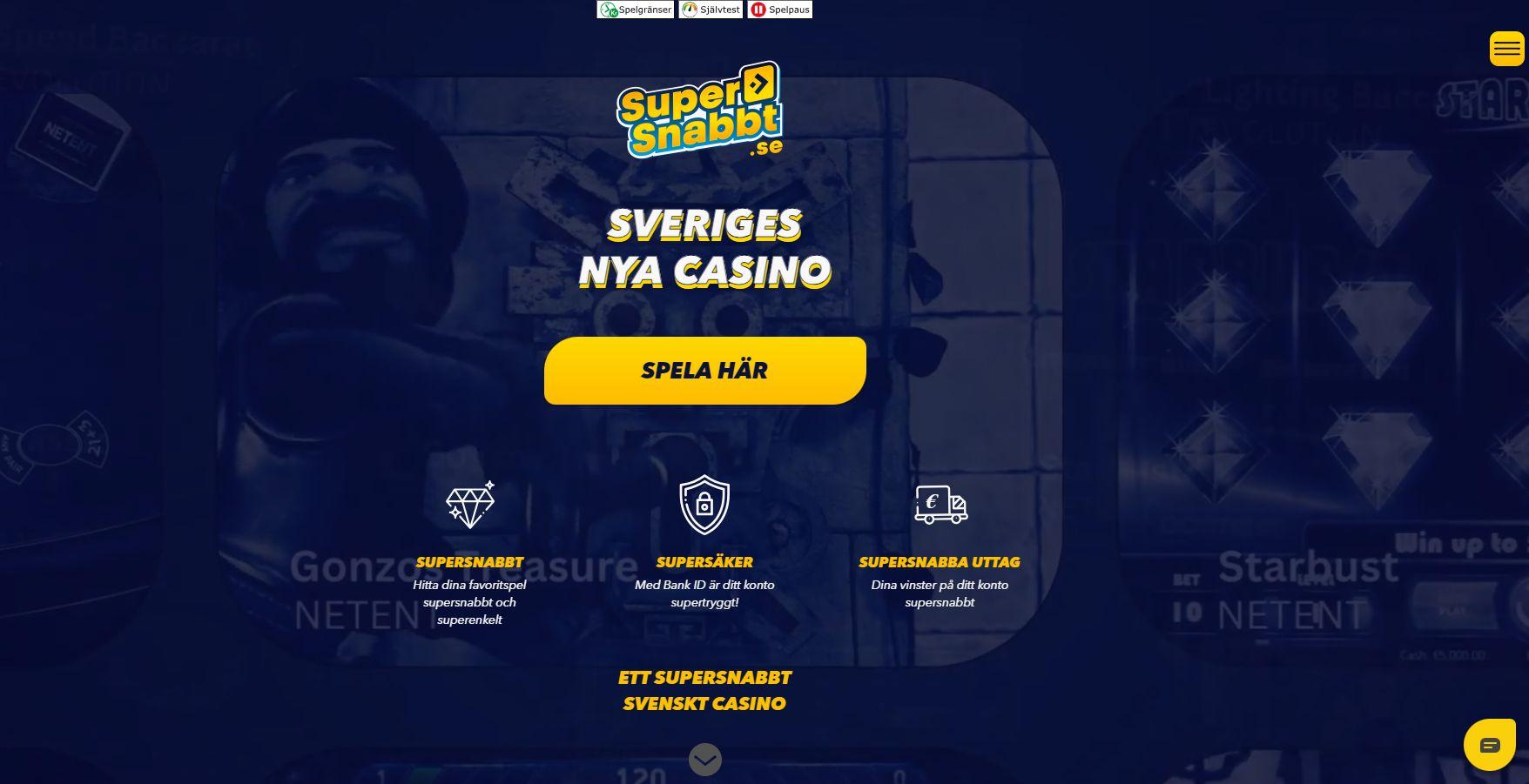 Supersnabbt har en läcker startsida