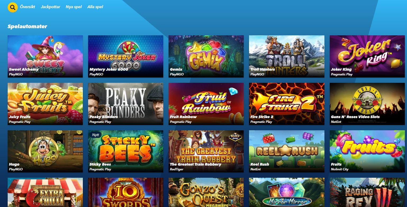 Supersnabbt har många spännande spelautomater