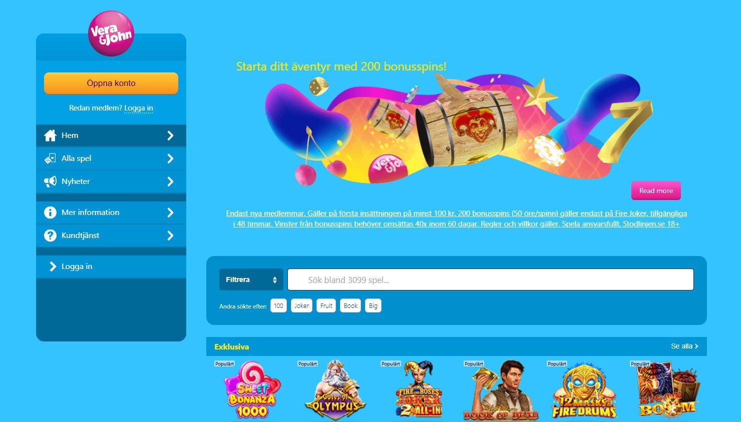 Startsidan hos Vera&John