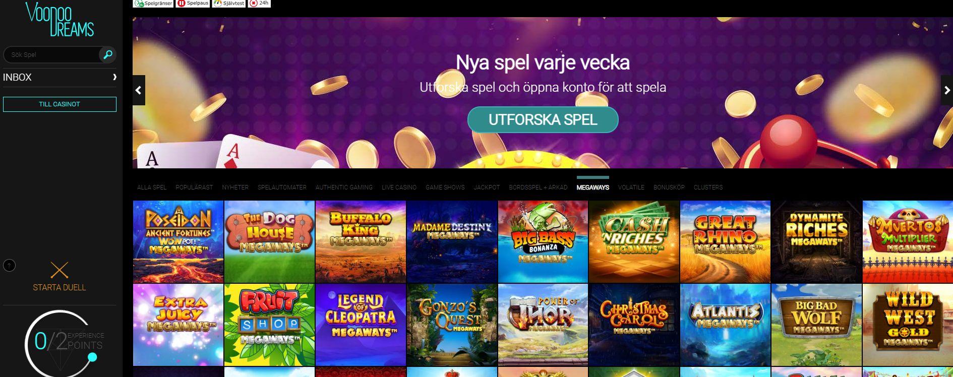 Många megaways hos VoodooDreams