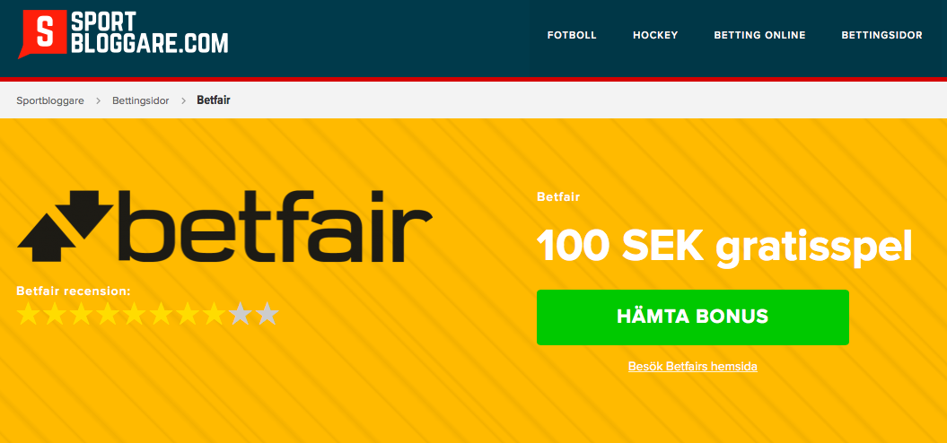 Gå in pa Betfair via den gröna knappen