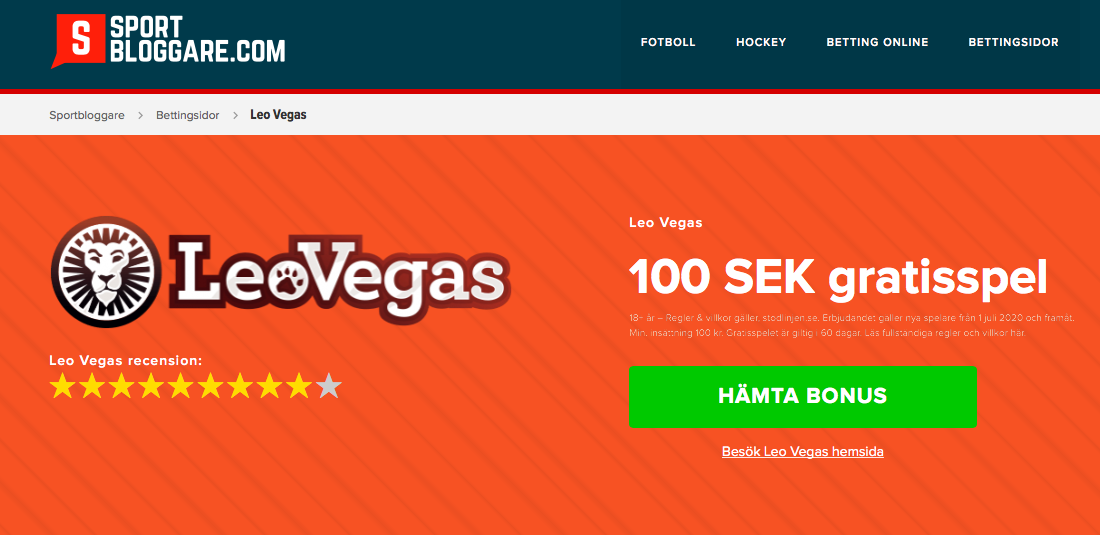 Gå in pa Leo Vegas via den gröna knappen