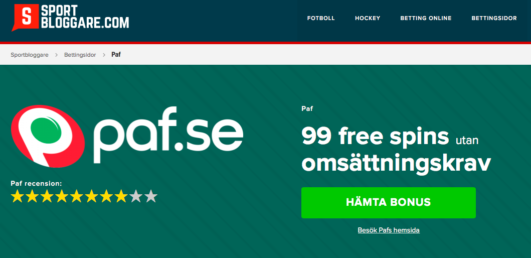 Gå till Paf via den gröna knappen