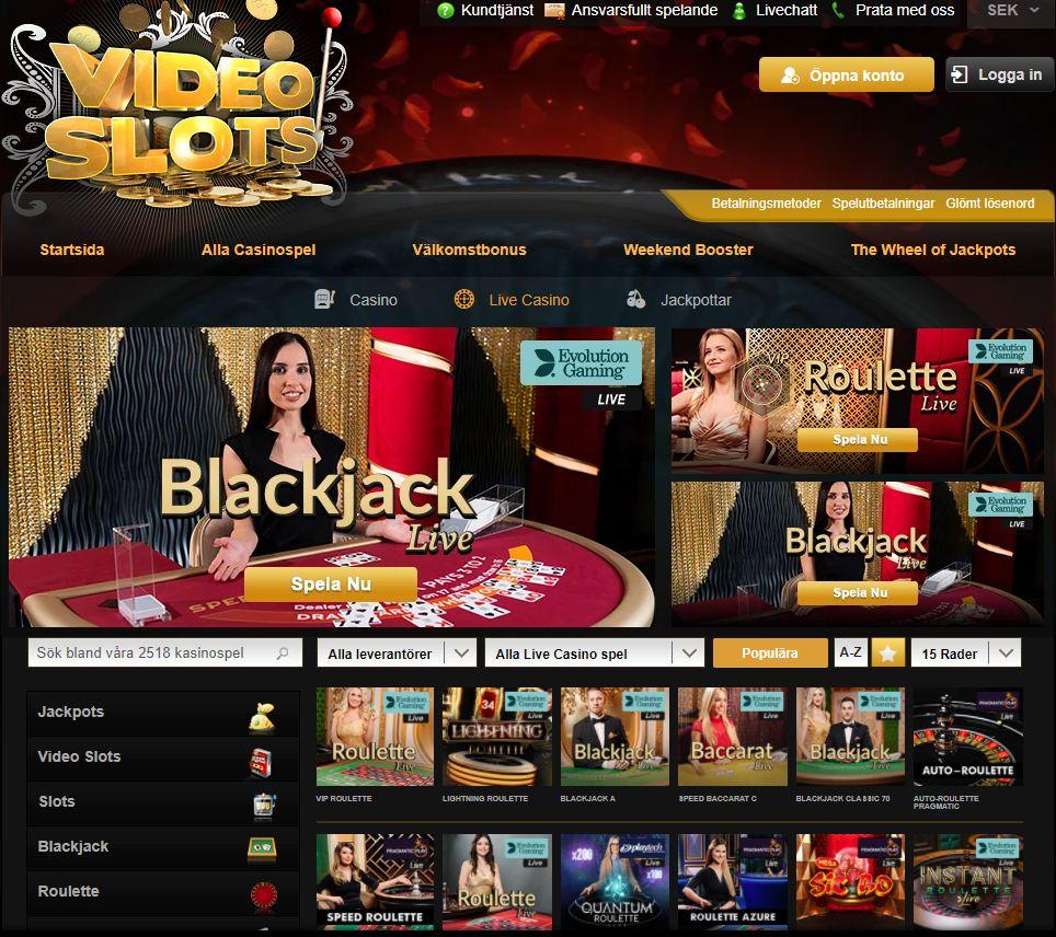 Videoslots live casino