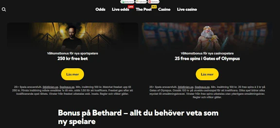 Bethards nya bonusar for betting och natcasino