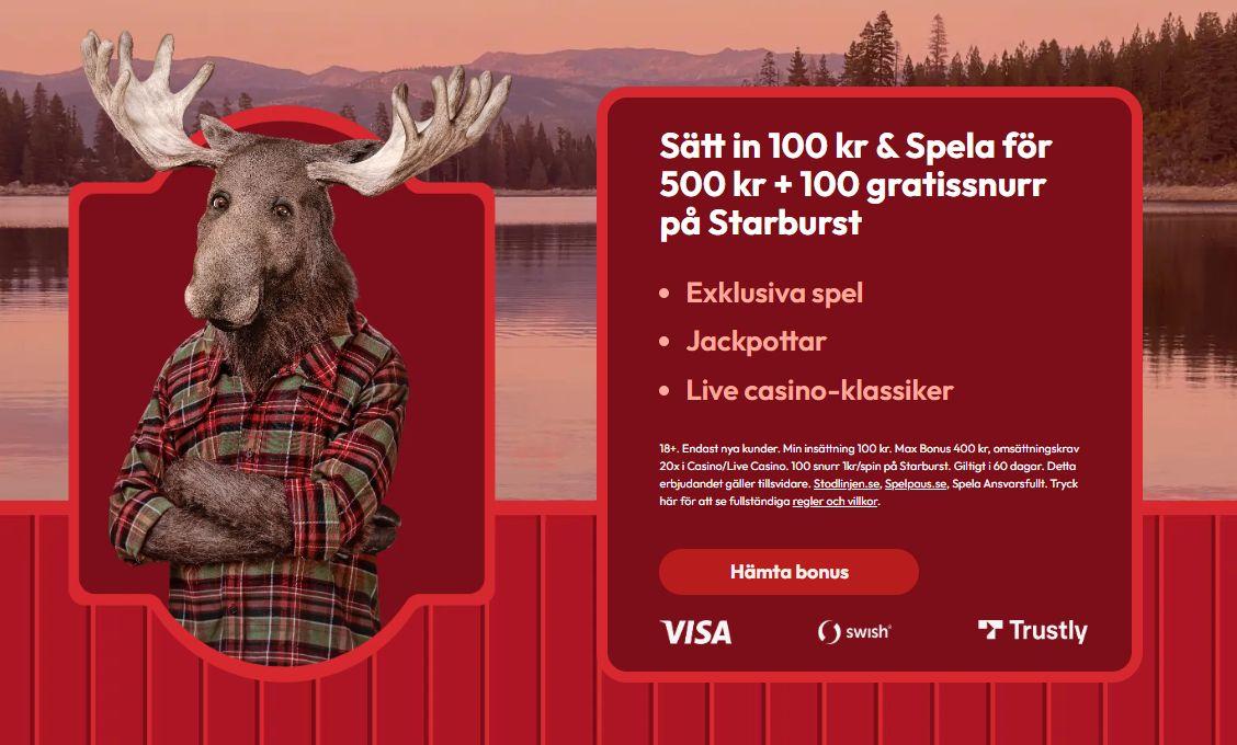 Casinostugan valkomstbonus 400 procent