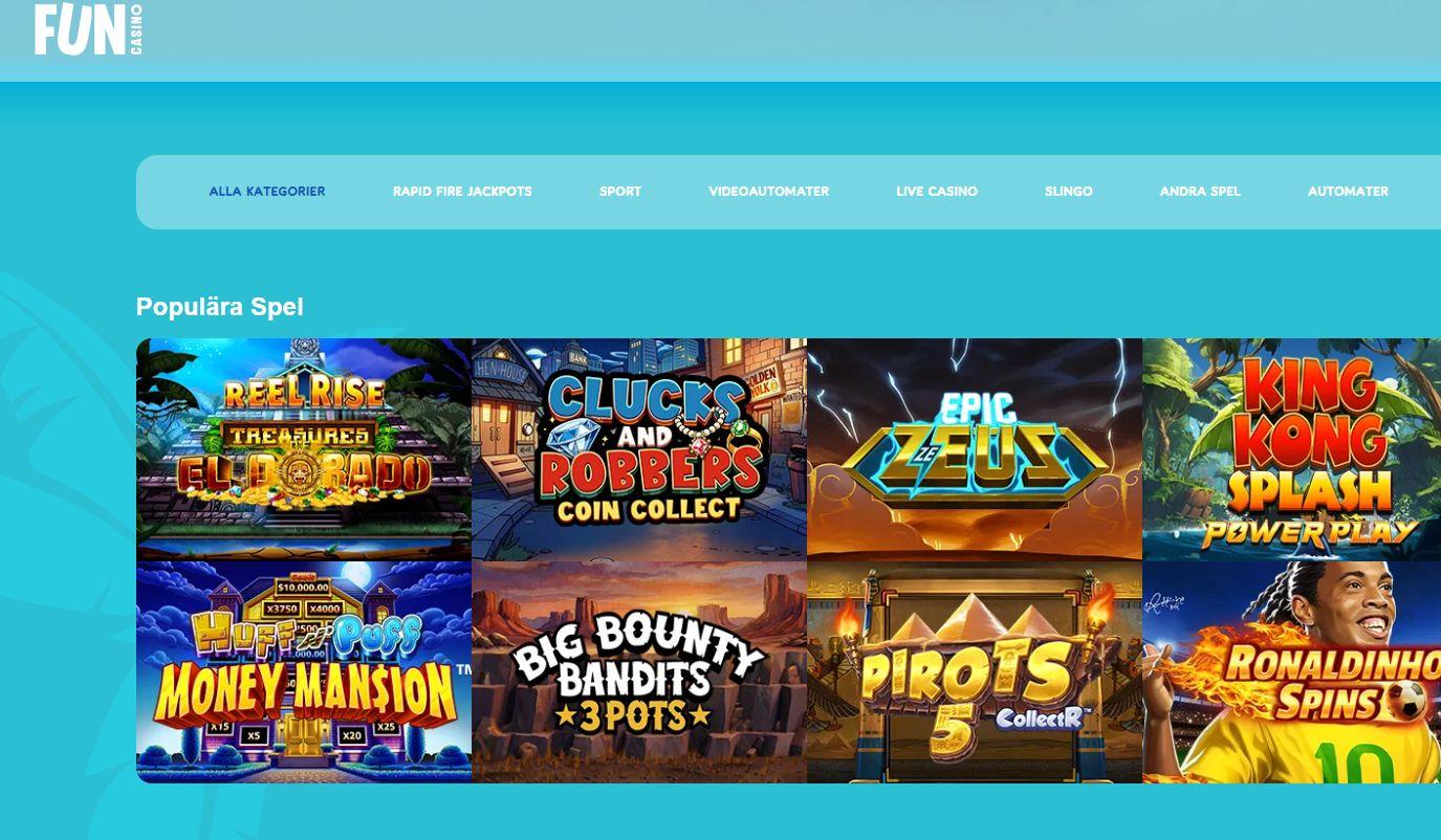 Fun Casinos snygga startsida