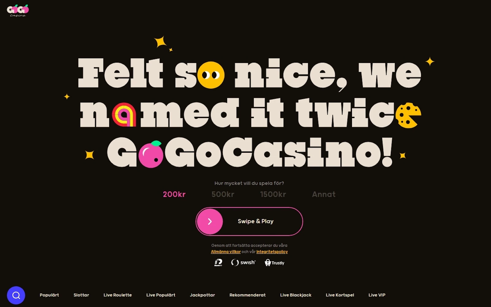 GoGo Casinos startsida